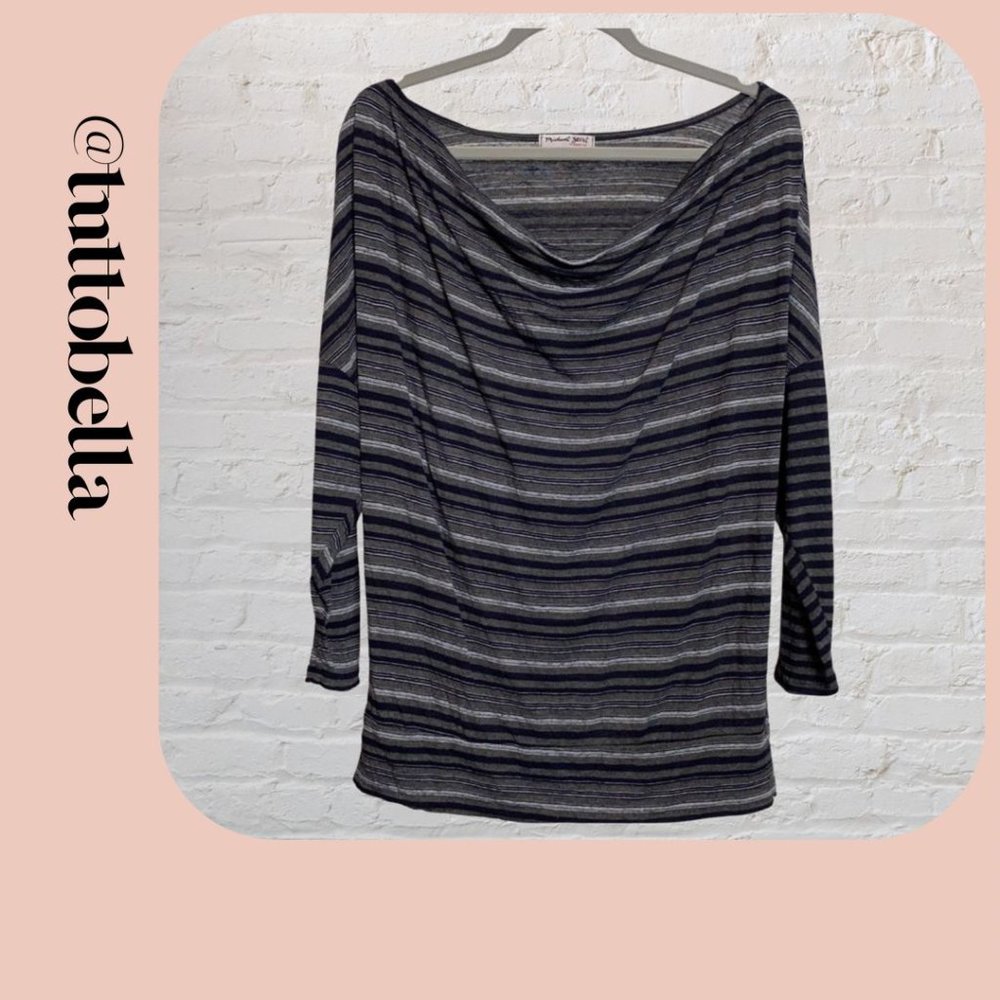 Michael Stars Drape Neck Striped Shirt One Size